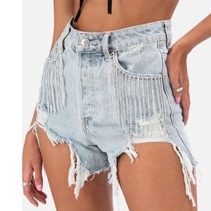 Adika Rhinestone Denim Shorts (size M)